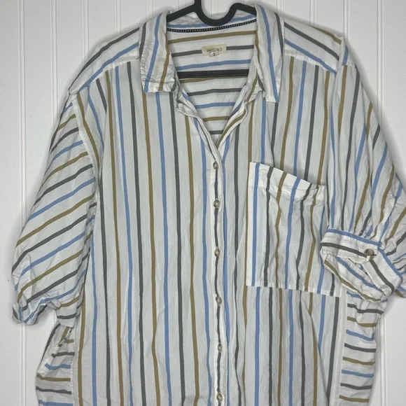 Anthropologie Pilcro Painter Buttondown Striped Oversized Shirt Size Large - Picture 5 of 14